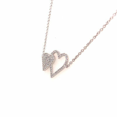 14K Diamond Double Heart Bracelet White Gold