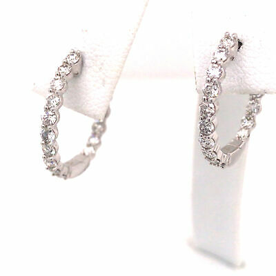 14K Diamond In/Out Hoops White Gold