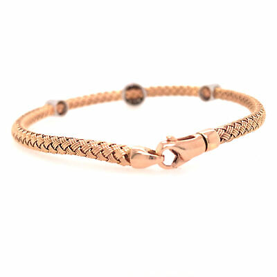 14K Diamond Station Bangle Bracelet Rose Gold and White Gold