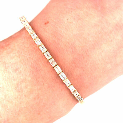 14K Emerald Diamond Flexible Bangle Bracelet Yellow Gold
