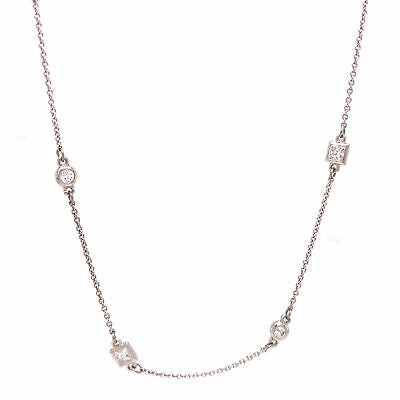Platinum Round and Princess Diamond-by-the Yard Necklace