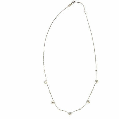 14K Diamond Flower Cluster Station Necklace White Gold