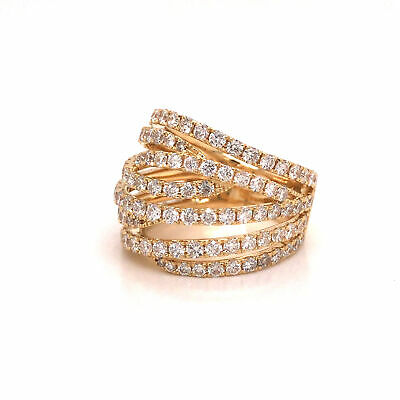 18K Diamond Crossover Band Yellow Gold