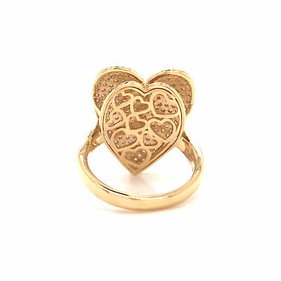 18K Diamond Pave Heart Ring Yellow Gold