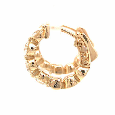 14K Diamond 1/2-inch Hoop Earring Yellow Gold