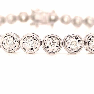 14K Diamond Bezel Tennis Bracelet White Gold