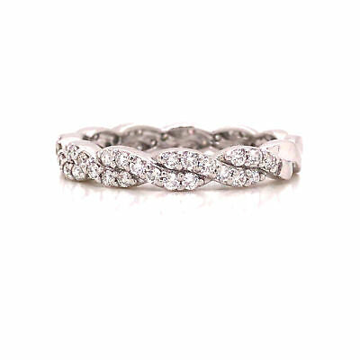 14K Diamond Twist Band White Gold