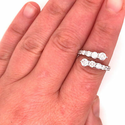 18K Diamond Graduated Double Row Band White Gold