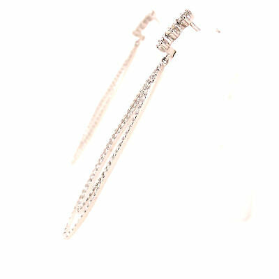 14K Geometric Diamond Drop Earrings White Gold