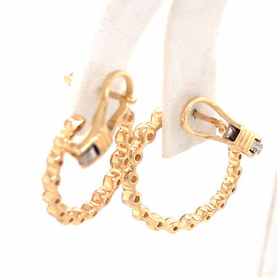 14K Diamond Circular Hoop Earring Yellow Gold