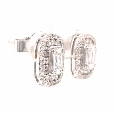 18K Diamond Cluster Halo Earrings White Gold