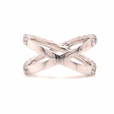 18K Diamond 'X' Crossover Ring White Gold