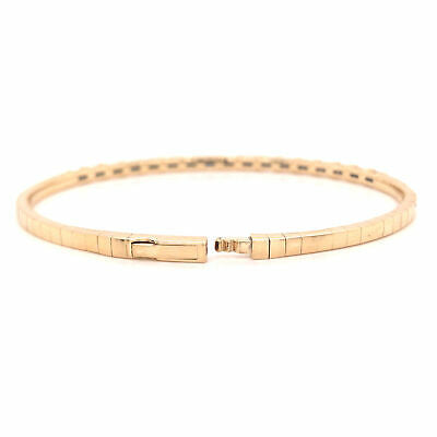 14K Emerald Diamond Flexible Bangle Bracelet Yellow Gold