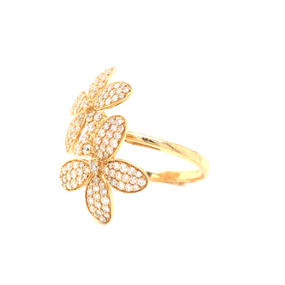 18K Diamond Butterfly Ring Yellow Gold 1.09ctw