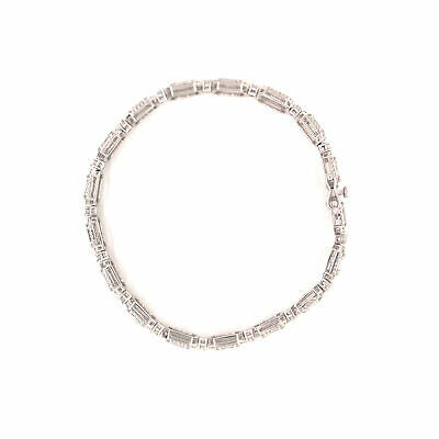 18K Diamond Cluster Tennis Bracelet White Gold