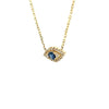 14K Sapphire Diamond Hamsa Eye Necklace Yellow Gold