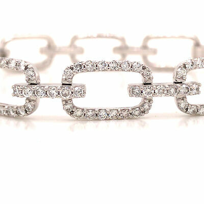 18K Diamond Link Bracelet White Gold