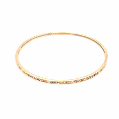 14K Diamond Channel Set Thin Bangle Yellow Gold