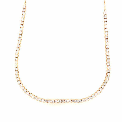 14K Diamond Tennis Adjustable Necklace Yellow Gold