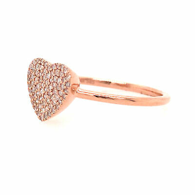 14K Diamond Heart Shape Custer Ring Rose Gold