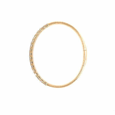 14K Emerald Diamond Flexible Bangle Bracelet Yellow Gold