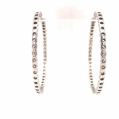 14K 7.28 Carat Diamond In/Out 2" Hoop Earrings White Gold