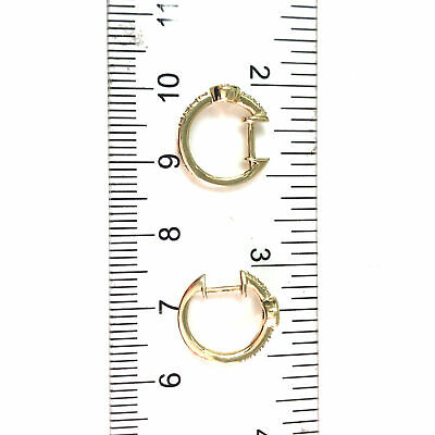 14K Diamond Huggie Earrings Yellow Gold