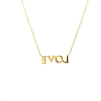 14K Diamond 'LOVE' Necklace Yellow Gold