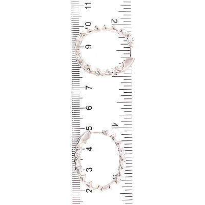 18K Emerald Diamond Elongated In/Out Hoop Earrings White Gold