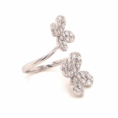 18K Diamond Pave Double Butterfly Ring White Gold