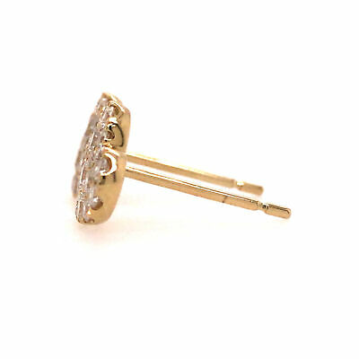 14K Diamond Heart Shape Cluster Earrings Yellow Gold