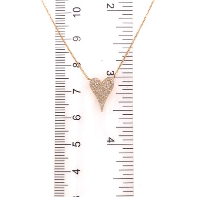 14K Diamond Pave Heart Necklace Yellow Gold 0.17ctw