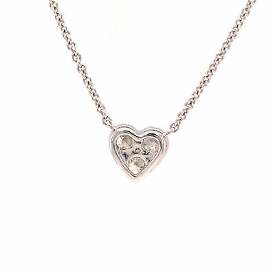 14K Diamond Cluster Heart Pendant White Gold