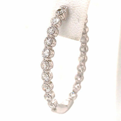 14K Oval Shape Diamond In/out Hoops White Gold