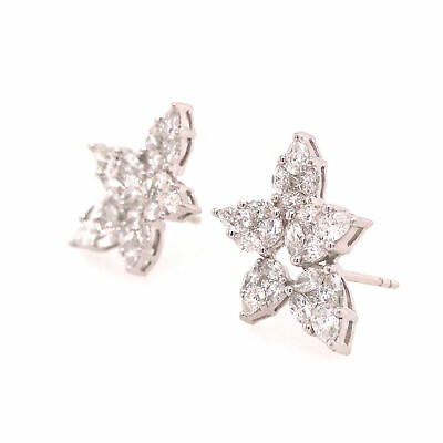 18K Diamond Cluster Earring White Gold