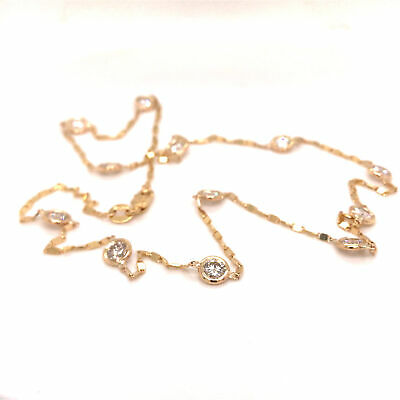 14K Diamond By The Yard Diamond Necklace Yellow Gold