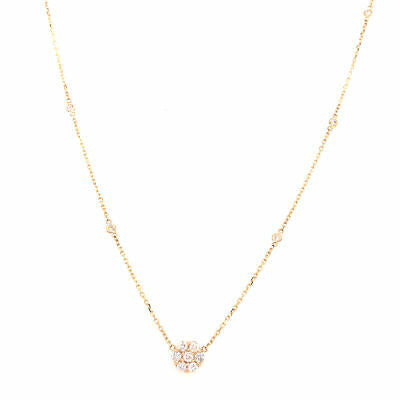 14K Diamond Flower Cluster Diamond By The Yard Necklace Yellow Gold