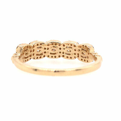 14K Diamond Square Cluster Band Yellow Gold