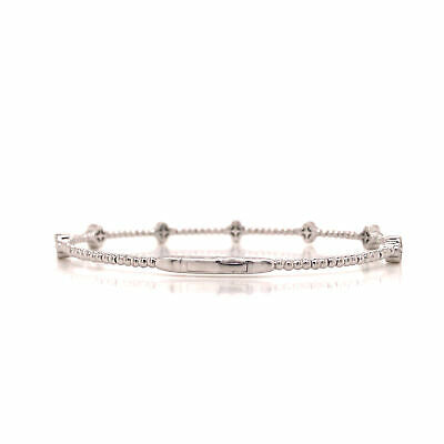 14K Diamond Flexible Cluster Station Bangle White Gold