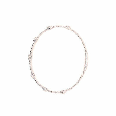 14K Diamond Flexible Cluster Station Bangle White Gold