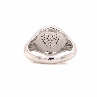 14K Diamond Pave Heart Signet Pinky Ring White Gold
