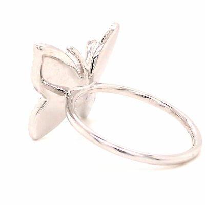 14K Pave Diamond Butterfly Ring White Gold