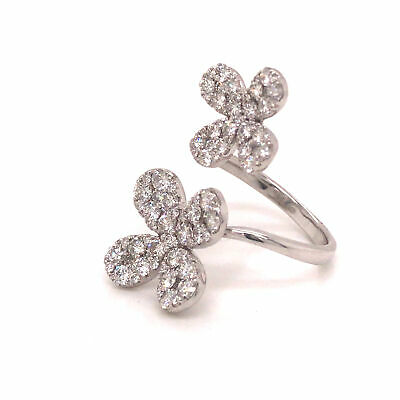 18K Diamond Pave Double Butterfly Ring White Gold