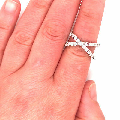 18K Diamond 'X' Crossover Ring White Gold