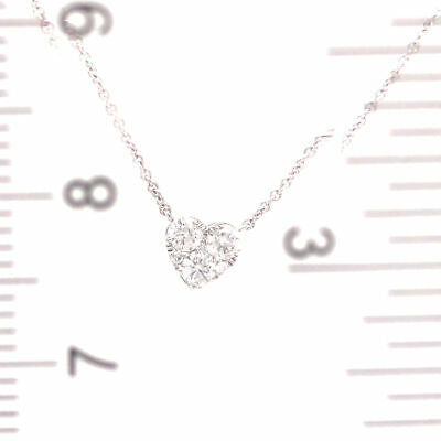 14K Diamond Cluster Heart Pendant White Gold