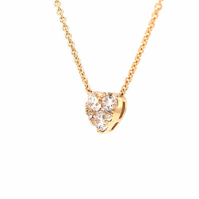 14K Diamond Cluster Heart Pendant Yellow Gold