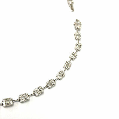 18K Multi Shape Diamond Cluster Station Necklace White Gold
