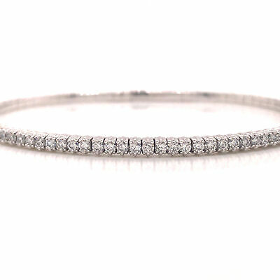 14K Diamond Flexible Bangle Bracelet White Gold