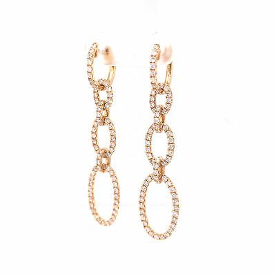 14K Diamond Oval Link Drop Earrings Yellow Gold