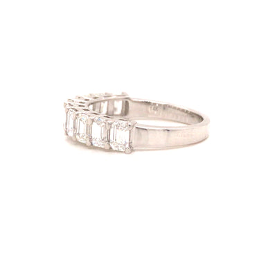 14K Emerald Cut Diamond Halfway Eternity Band White Gold